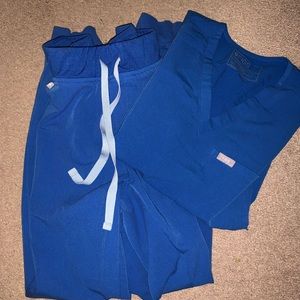 FIGS royal blue jogger scrub set